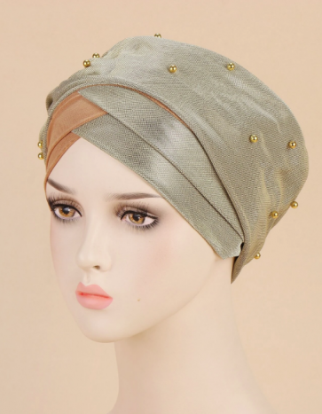 Turban à perles Doré