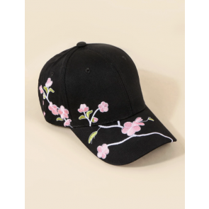 Casquette Noire broderie  fleurie