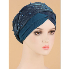 Turban à perles Bleu