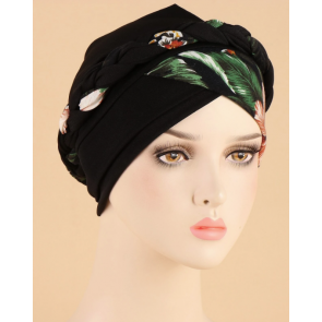 Turban à imprimé tropical à détail tresse